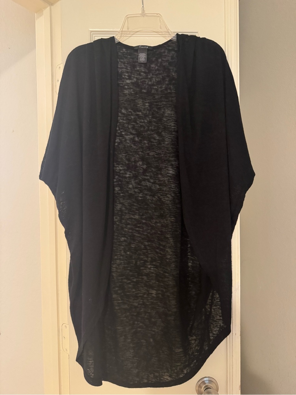 Lightweight Open-Front Black Kimono Cardigan